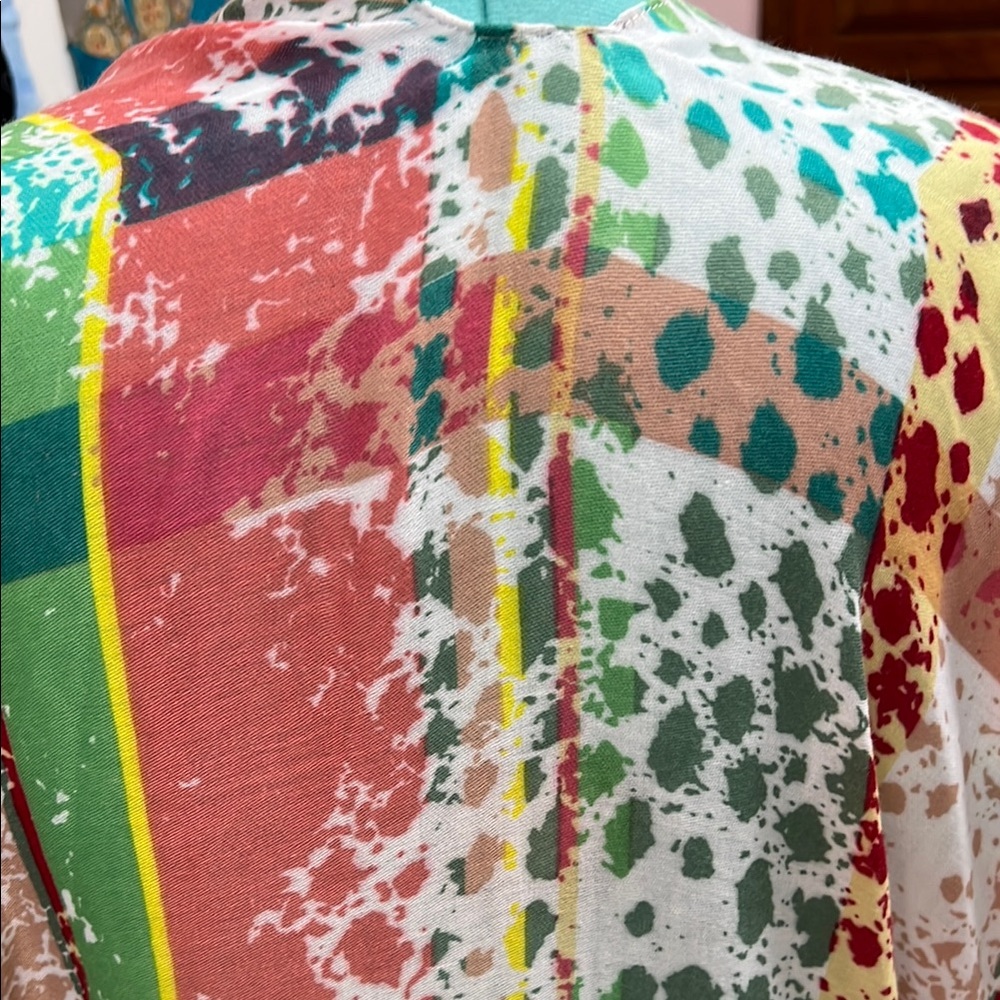 Colorful Patchwork Kimono Blouse - image 3